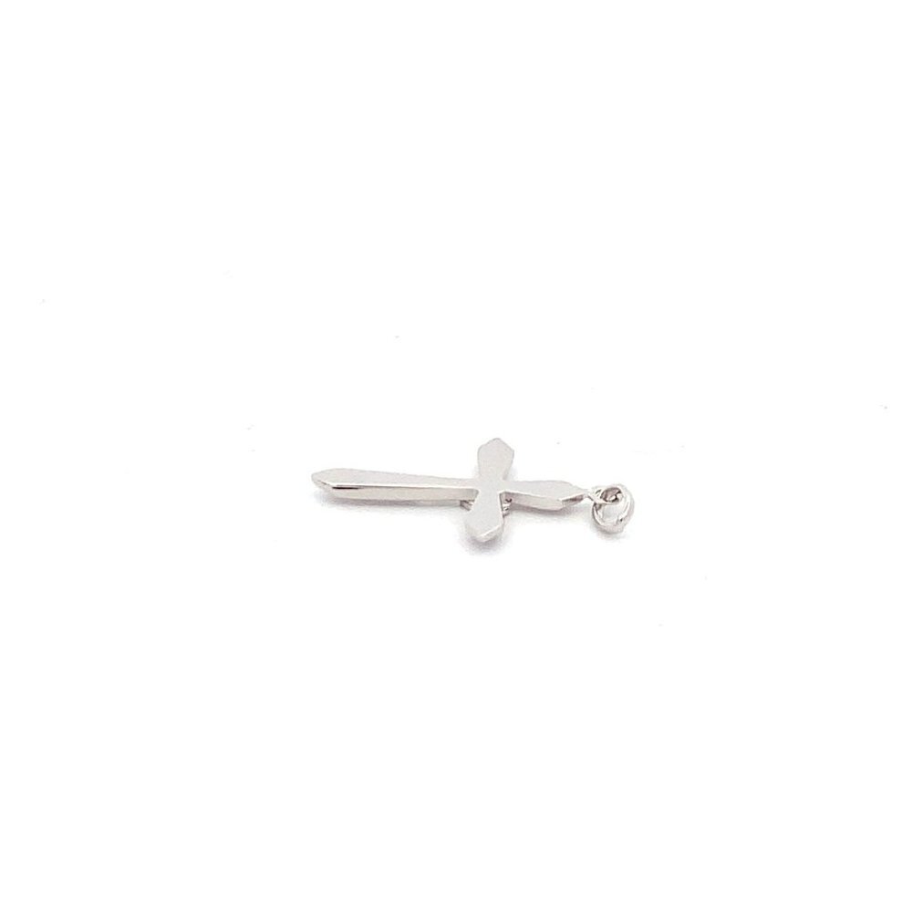 18K White Gold Pendant Cross Religious Small 0.88 grams with Defects - Picture 3 of 13